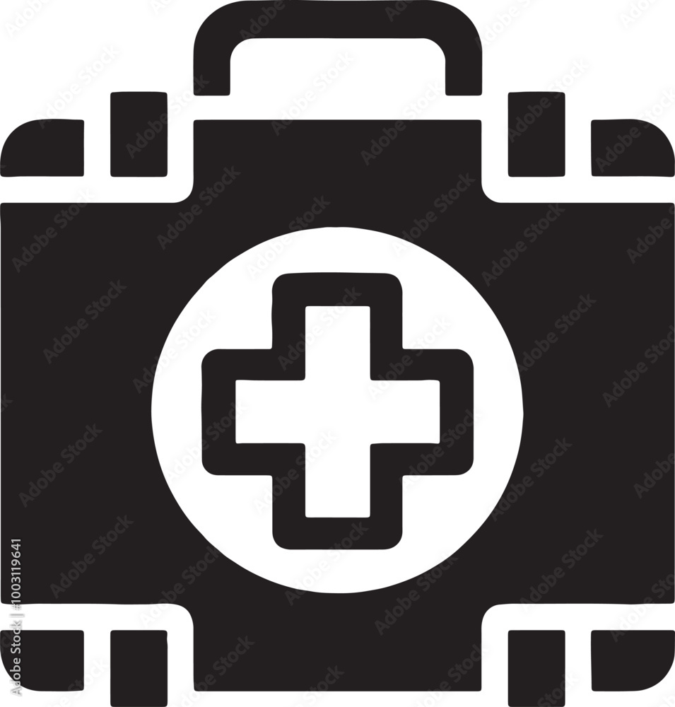 Fototapeta premium First Aid Box Silhouette Vector Icon Art