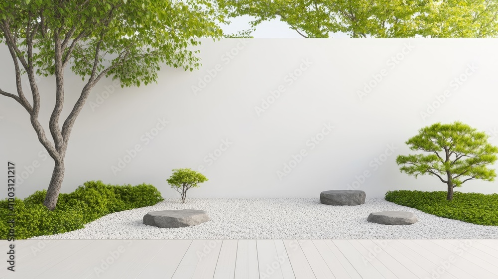 Tranquil Zen Garden with Stones and Greenery Tranquil Zen Garden with Stones and Greenery