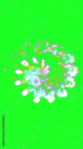 Shining Colorful Sparks On A Green Screen vertical video