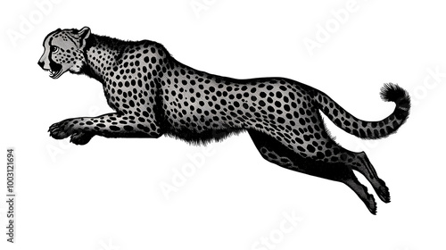 silhouette of a vintage cheetah isolated on transparent PNG. photo