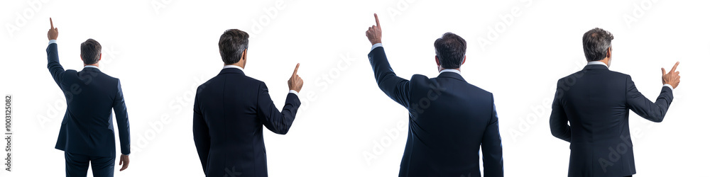 Businessman signaling with hand gesture, white isolate background transparent background Businessman signaling with hand gesture, white isolate background transparent background