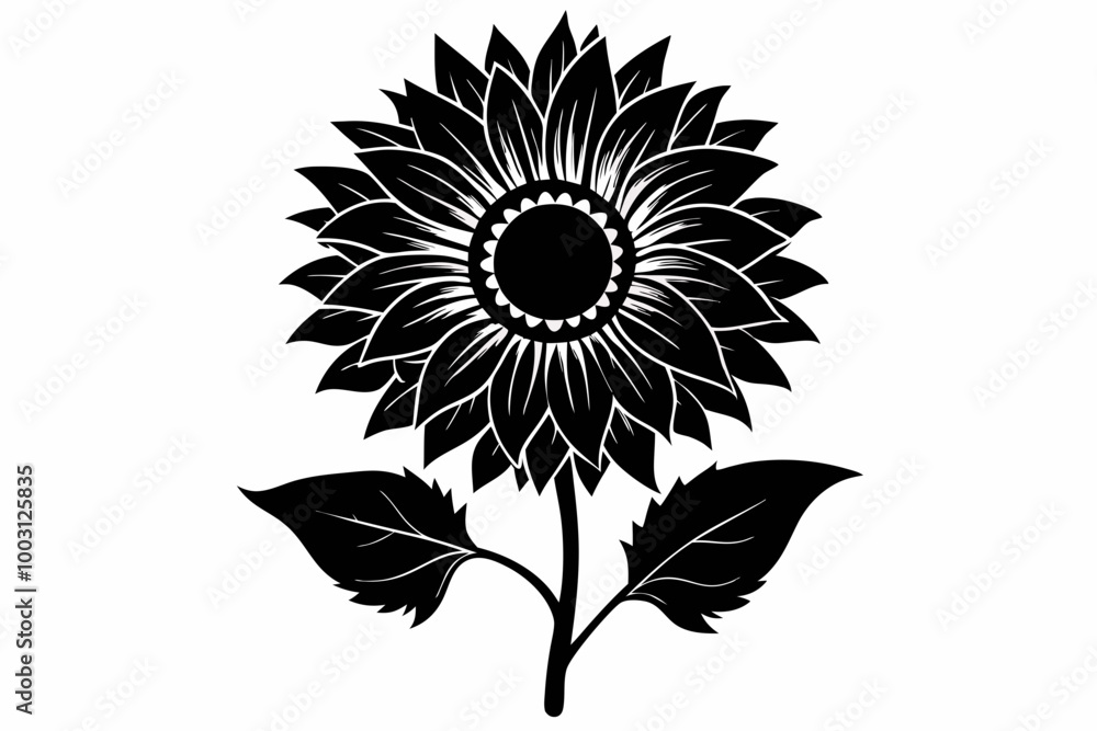 Fototapeta premium A Sunflower flower silhouette black Vector art illustration
