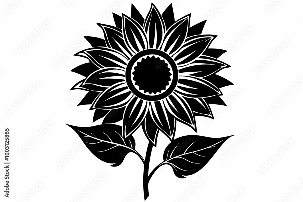 Fototapeta premium A Sunflower flower silhouette black Vector art illustration