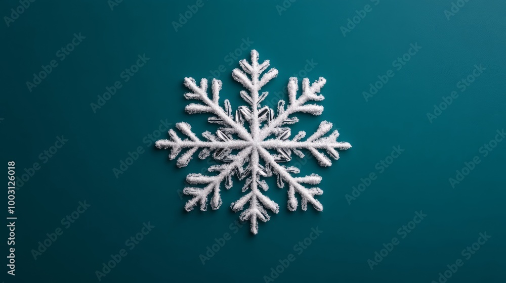 Isolated snowflake with surreal swirls and spiral shapes, delicate crystal structure on a deep teal gradient Isolated snowflake with surreal swirls and spiral shapes, delicate crystal structure on a deep teal gradient