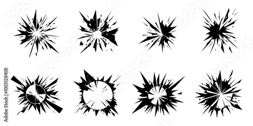Set of Black Broken Mirror Illustration