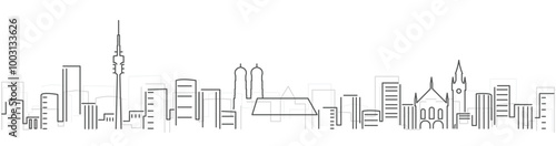 Munich Simple Dark Lines Skyline on White Background