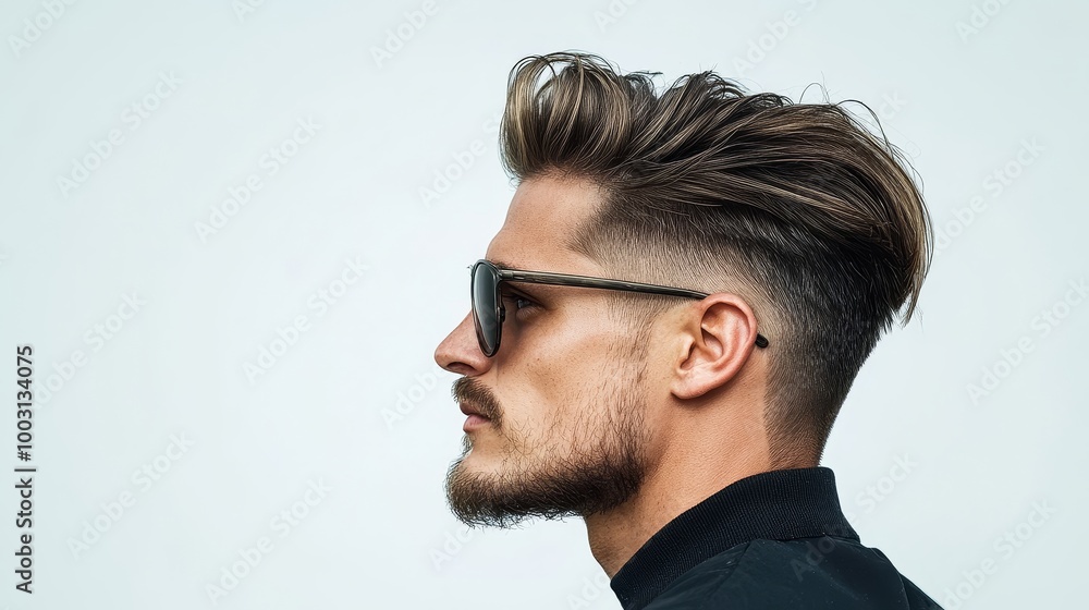 Obraz premium Stylish Man with Sunglasses and Trendy Haircut
