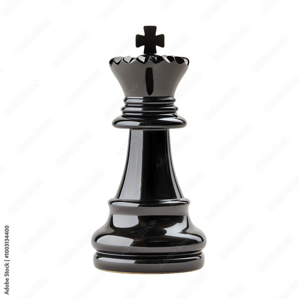 Black chess king piece on white isolated background. transparent background Black chess king piece on white isolated background. transparent background