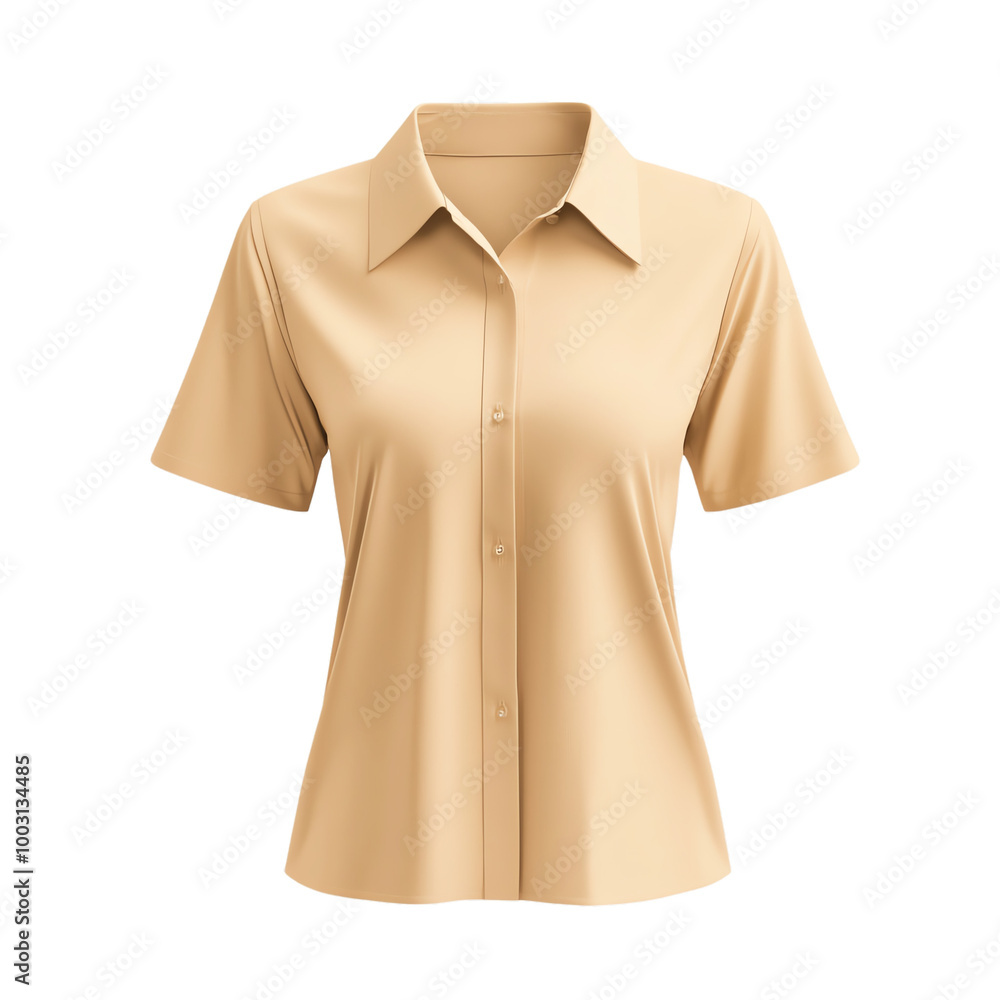 Casual beige short-sleeve shirt on white isolated background. transparent background Casual beige short-sleeve shirt on white isolated background. transparent background