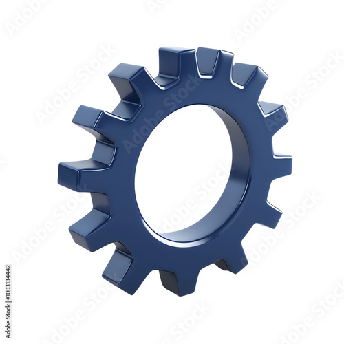 Blue gear on a white isolated background. transparent background