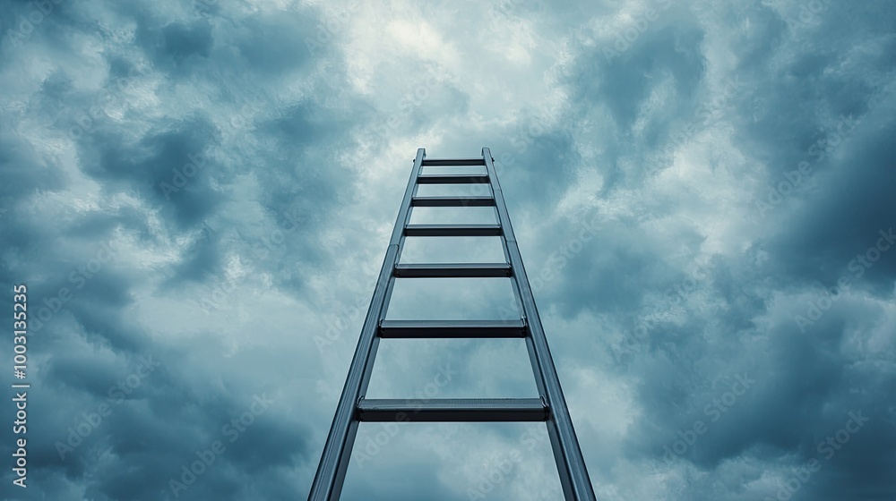 A ladder reaching up to the sky, symbolizing continuous effort for success
