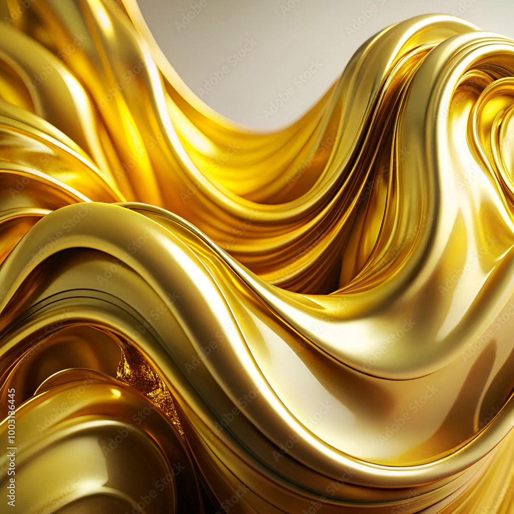 A gold wave with a shiny, reflective surface. The wave is long and curvy, and it is made of gold. The image has a luxurious and elegant feel to it A gold wave with a shiny, reflective surface. The wave is long and curvy, and it is made of gold. The image has a luxurious and elegant feel to it