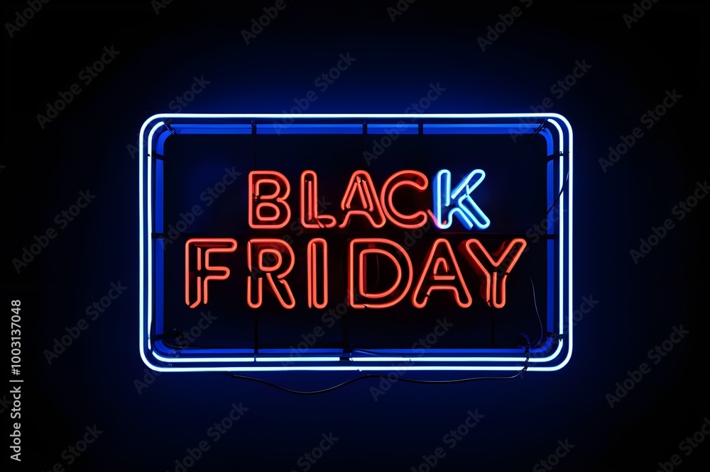 Neon Black Friday Banner. Text and Title of Black Friday with Neon lights on the dark Background with Lined texture. Billboard, Poster and Cover design. Blue and Purple colors. Vector illustration Neon Black Friday Banner. Text and Title of Black Friday with Neon lights on the dark Background with Lined texture. Billboard, Poster and Cover design. Blue and Purple colors. Vector illustration