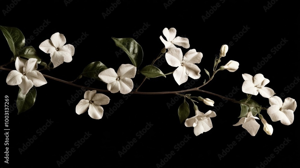 Obraz premium Jasmine branch on black