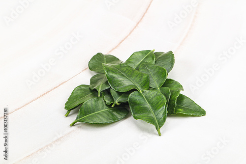 Thai cuisine - Kaffir lime leaves photo