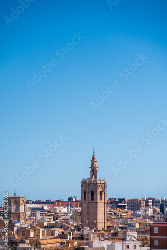 The Valencia Skyline, featuring the bell tower of the cathedral, from the Quart Tower