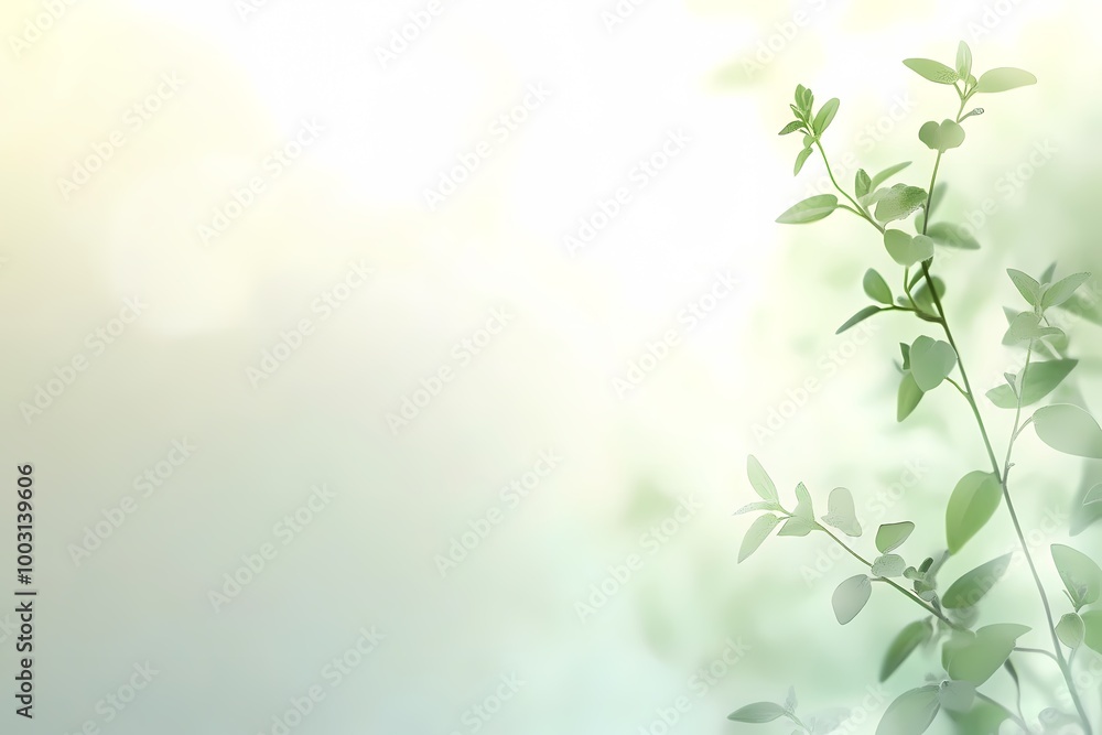 Soft Pale Green Natural Background with Fresh Leaves Soft Pale Green Natural Background with Fresh Leaves