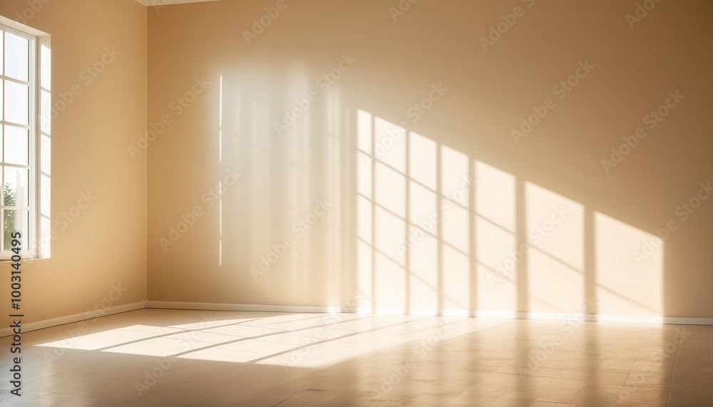 Fototapeta premium Sunlight Streaming Through Window with Shadow Effects on Wall