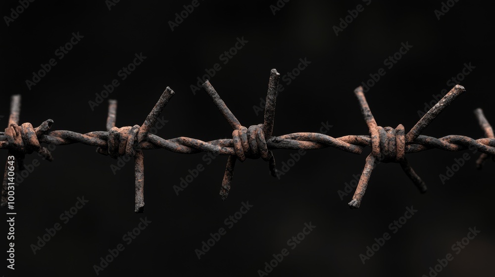 Barbed wire closeup, representing military security and concentration