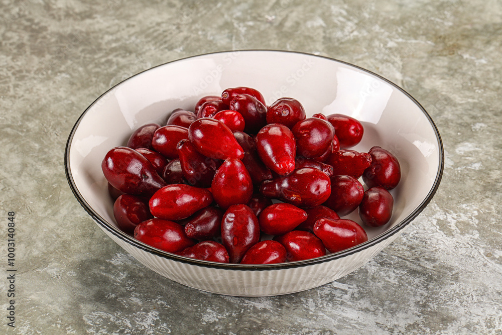 Ripe sweet juicy digberry cornel Ripe sweet juicy digberry cornel