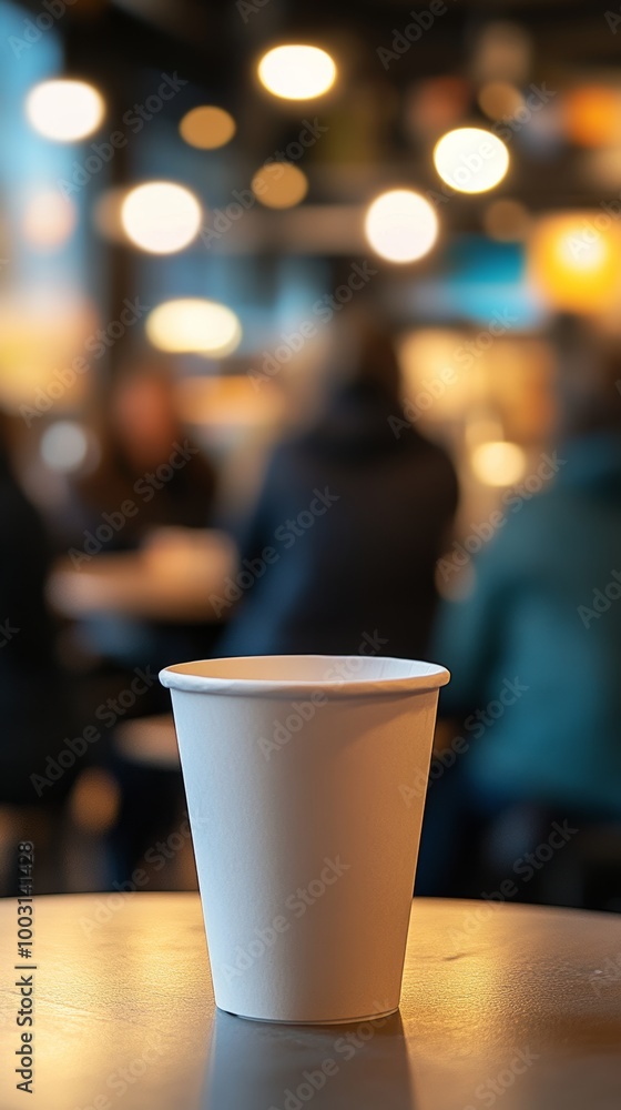 Coffee shop ambiance with paper cup and Coffee shop ambiance with paper cup and