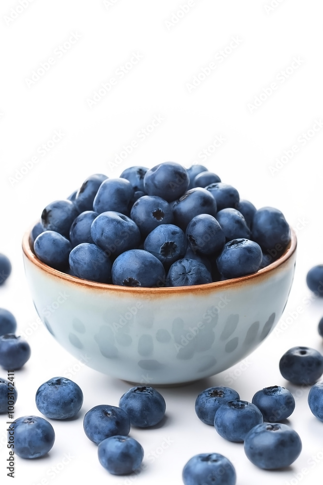 Blueberries in bowl isolated on white background Blueberries in bowl isolated on white background