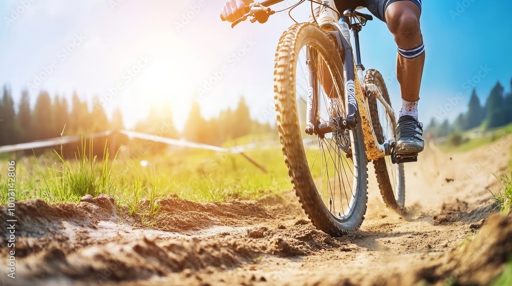 custom made wallpaper toronto digitalMountain Biker Riding on a Dusty Path at Sunset