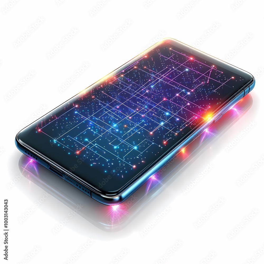 Sleek Smartphone with Glowing Data Streams Sleek Smartphone with Glowing Data Streams