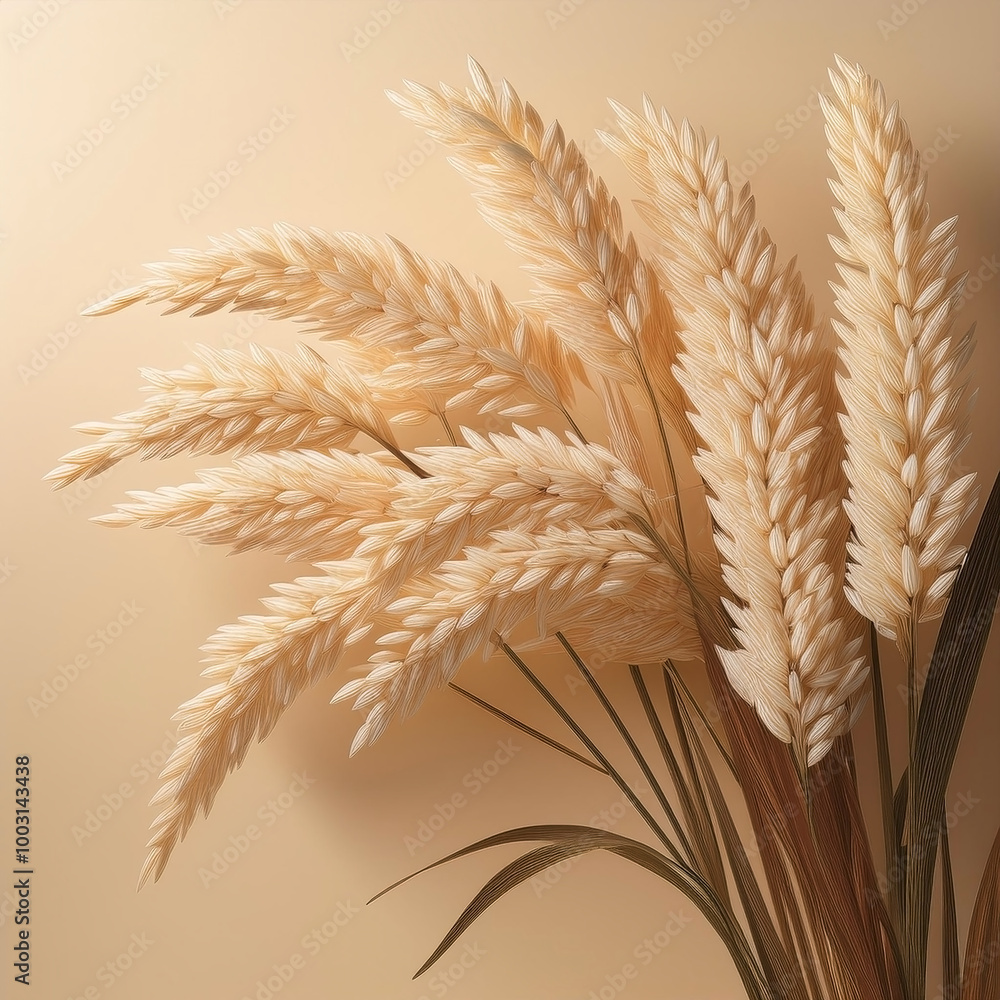 Bright rice in front of a soft cream colored background, giving an elegant and clean feel. Bright rice in front of a soft cream colored background, giving an elegant and clean feel.