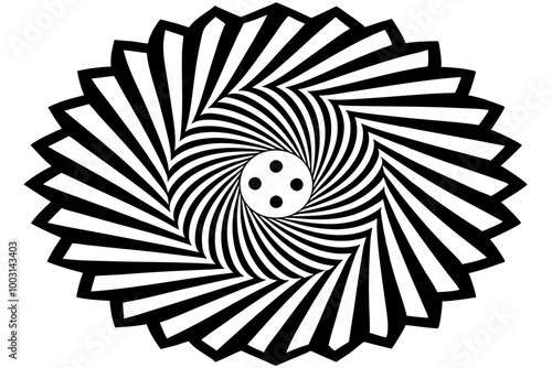 Black lines in circle abstract background. Yin and yang symbol. Dynamic transition illusion