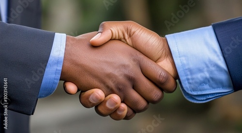 Handshake of people. The boss and the job applicant share a handshake, sealing a successful interview.