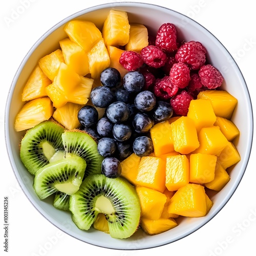 Fresh Mixed Fruit Bowl with Pineapple and Kiwi