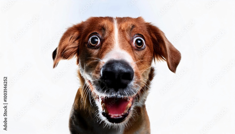 surprised dog face - isolated on white background surprised dog face - isolated on white background