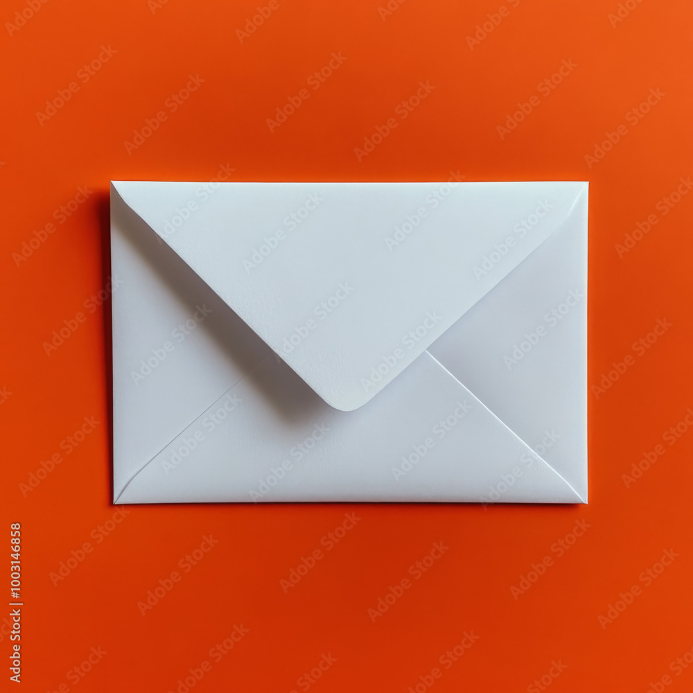 An image of a white blank envelope on top of an orange table An image of a white blank envelope on top of an orange table