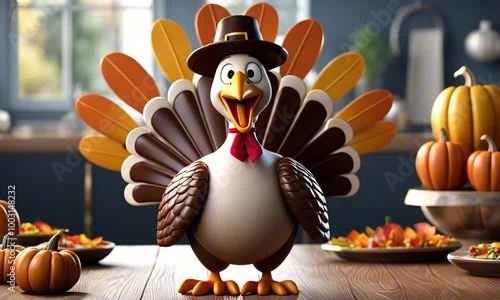 3d thanksgiving turkey cartoon character mascot digital art photo