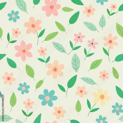 Wallpaper Mural seamless pattern with flowers Torontodigital.ca