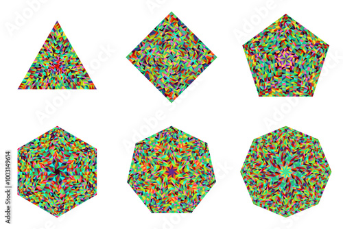 Isolated mosaic polygon shape collection - ornamental geometrical  vector elements