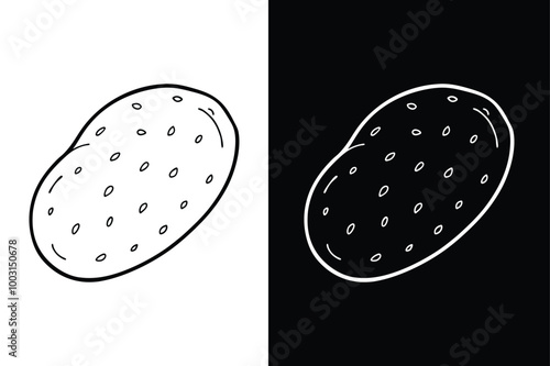 Cute potato lineout icon isolated on white background.