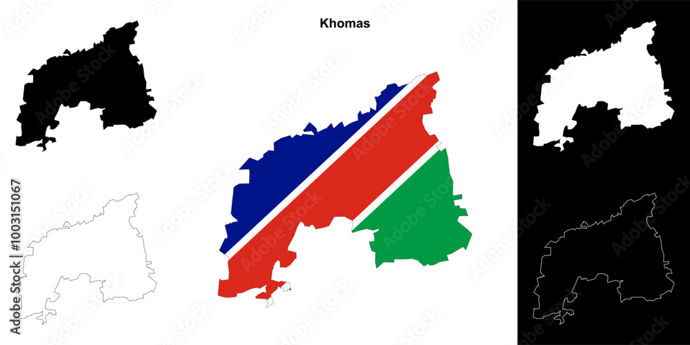 Fototapeta premium Khomas region outline map set