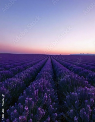 lavender field at dusk stretching out