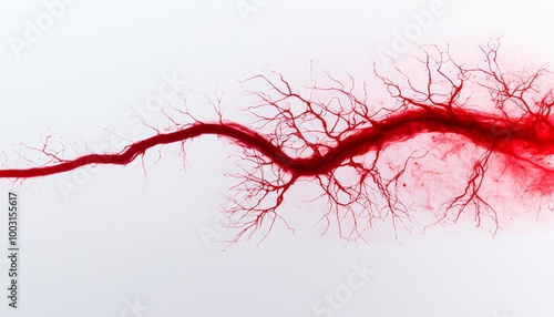 A close-up of an arteriogram of the brain's vasculature, showing contrast dye highlighting the intricate network of cerebral arteries.