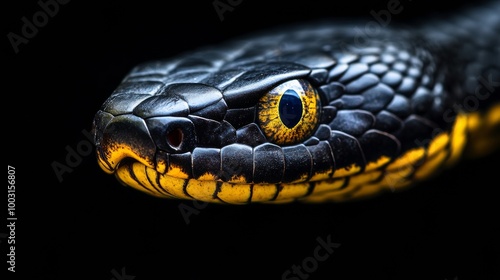 Close-up of a black and yellow