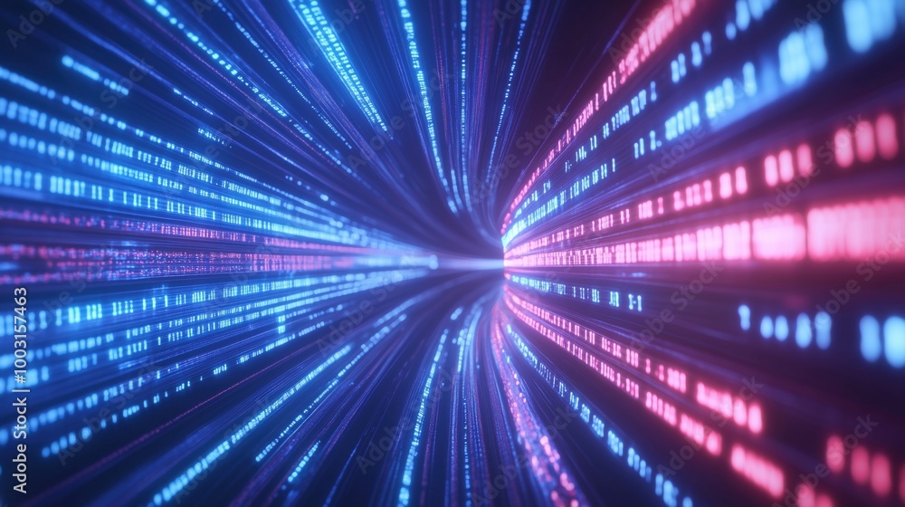 Digital data stream with vibrant blue and pink lines Digital data stream with vibrant blue and pink lines