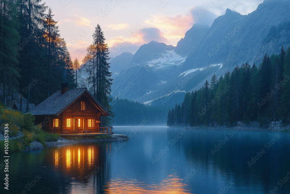 Fototapeta premium La maison près du lac