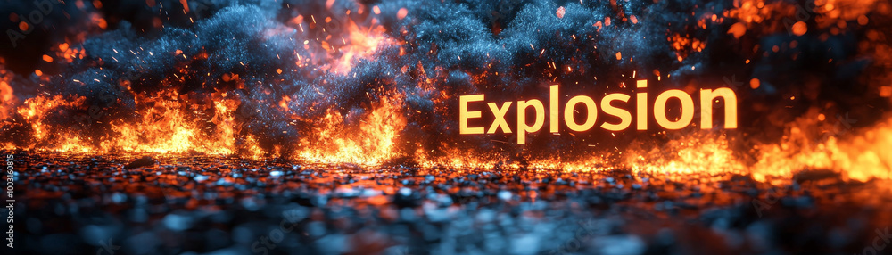 Explosition Scene dramatic explosion scene featuring vibrant flames and smoke, creating ...