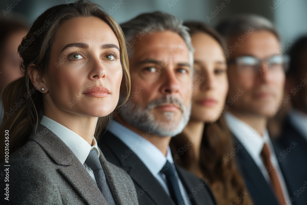 Serious Portrait of a Group of Business Professionals: A Team of Executives in a Corporate Meeting Serious Portrait of a Group of Business Professionals: A Team of Executives in a Corporate Meeting