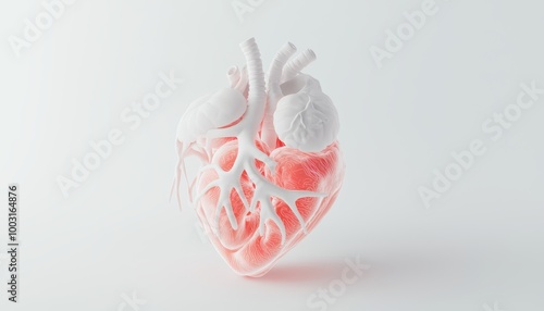 A 3D visualization of the stomach showing the cardiac sphincter and its connection to the esophagus, isolated on a plain white background.