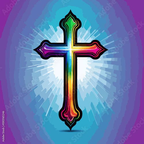 Colorful christian cross. Illustration vector