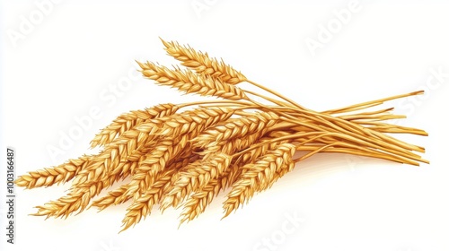 Golden wheat stalks sway gently in the breeze against a soft artistic backgro...
