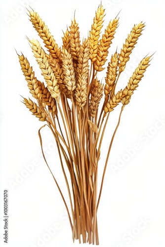 Wheat stalks tied together, showcasing the beauty of harvested crops in a rus...
